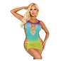 LEG AVENUE LA SEAMLESS FAUX LACE UP DRESS O/S OCEAN OMBRE