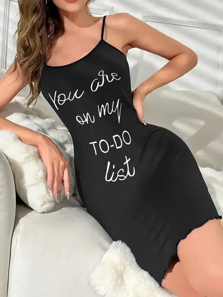 "O" HEAVENS NIGHTIE TO DO LIST BLACK