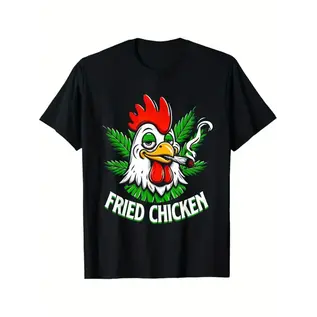 "O" HEAVENS T-SHIRT FRIED CHICKEN BLACK