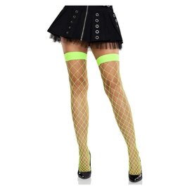 LEG AVENUE LA FENCE NET THIGH HIGH NEON GREEN O/S
