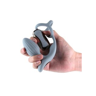 NS NOVELTIES RENEGADE PINNACLE PROSTATE C-RING GYRATING PLUG & REMOTE GREY