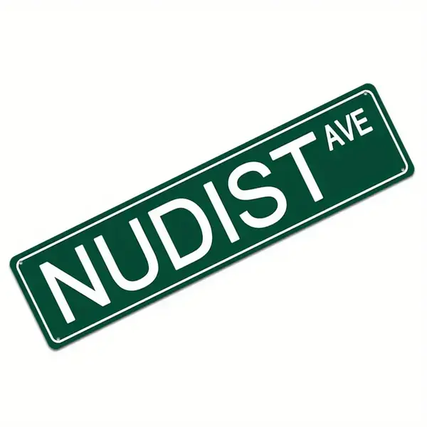 "O" HEAVENS STREET SIGN NUDIST AVE GREEN