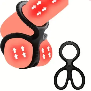 "O" HEAVENS COCK RING/BALL SPREADER "OH" RIDGED BLACK