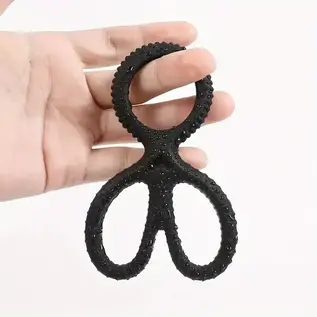 "O" HEAVENS COCK RING/BALL SPREADER "OH" RIDGED BLACK