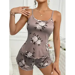 "O" HEAVENS FLORAL SILK TANK TOP AND SHORTS