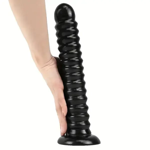 "O" HEAVENS DILDO RIDGED BLACK 9.5"