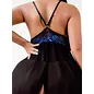"O" HEAVENS "O" HEAVENS CHEMISE WITH THONG BLACK AND BLUE LACE