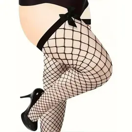 "OH" THIGH HIGH NET W/SATIN BOW O/S