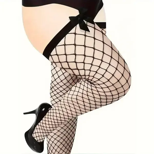 "O" HEAVENS THIGH HIGH NET WITH SATIN BOW ONE SIZE