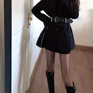 "O" HEAVENS FISHNET PANTYHOSE WHITH RHINESTONES O/S