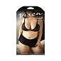FANTASY LINGERIE FL VIXEN STRIPED MESH BRALETTE & SHORTS BLACK