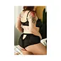 FANTASY LINGERIE FL VIXEN STRIPED MESH BRALETTE & SHORTS BLACK