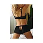 FANTASY LINGERIE FL VIXEN STRIPED MESH BRALETTE & SHORTS BLACK