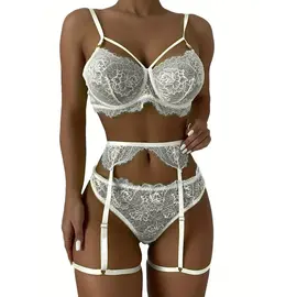 "O" HEAVENS "O" HEAVENS GARTER SET BRIDAL BLISS WHITE LACE