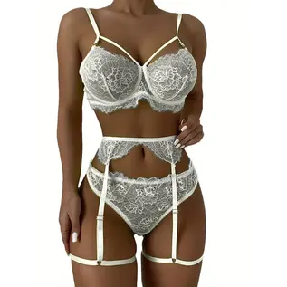 "O" HEAVENS "O" HEAVENS BRIDAL GARTER SET BLISS WHITE LACE