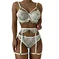 "O" HEAVENS "OH" GARTER SET BRIDAL BLISS WHITE LACE