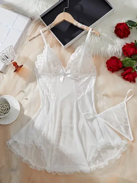 "OH" JILL BABYDOLL W/THONG WHITE