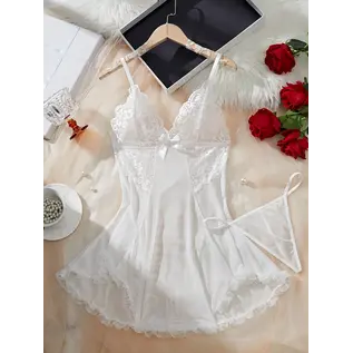 "O" HEAVENS "OH" JILL BABYDOLL W/THONG WHITE
