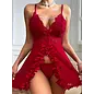 "O" HEAVENS "O" HEAVENS DORA LACE BOWS & CHAINS BABYDOLL SET RED XXL