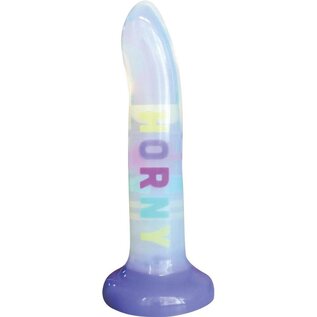 HOTT PRODUCTS DILDO DIRTY TALK HORNY BITCH 8" MULTICOLOR