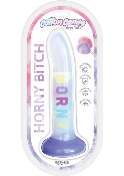 HOTT PRODUCTS DILDO DIRTY TALK HORNY BITCH 8" MULTICOLOR