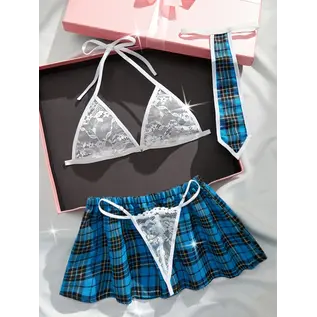 "O" HEAVENS "O" HEAVENS SCHOOL GIRL SET SKIRT, TIE, TOP & THONG
