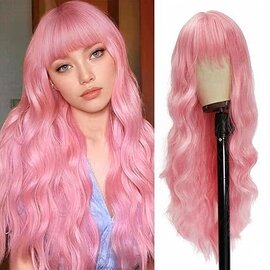 "OH" WIG PINK WAVY LONG