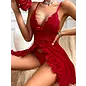 "O" HEAVENS BABYDOLL & THONG ROSE RED 2X