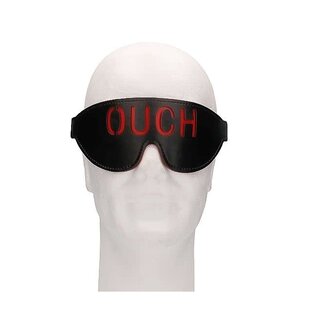SHOTS OUCH! BLINDFOLD LEATHER BLACK/RED