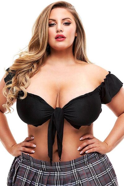 XGEN TEACHERS PET SEXY TIE TOP BLACK PLUS SIZE