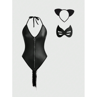 "O" HEAVENS "OH" SEXY CATWOMAN COSTUME BLACK