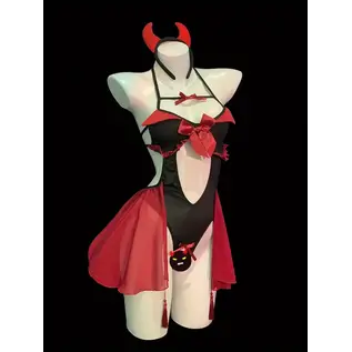 "O" HEAVENS "O" HEAVENS SEXY LIL DEVIL CROTCHLESS COSTUME RED BLACK