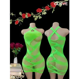 "O" HEAVENS "O" HEAVENS DRESS FISHNET STRETCH FIT GREEN Q/S