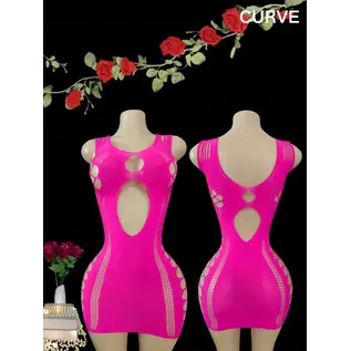 "O" HEAVENS DRESS NET STRETCH PLUS SIZE FIT PINK