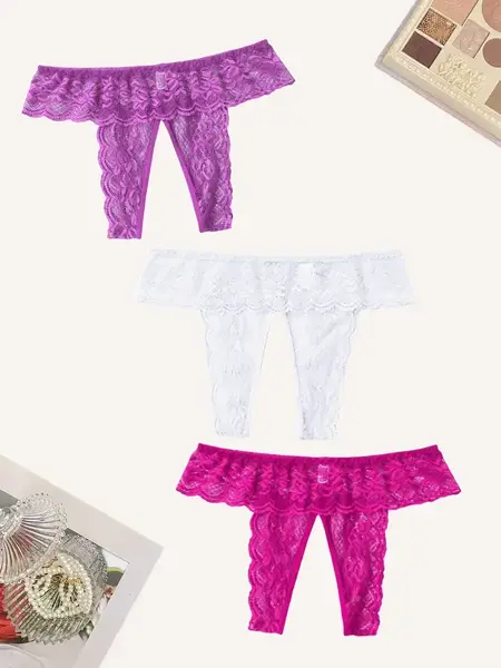 "O" HEAVENS LACE CROTCHLESS PANTY VARIOUS