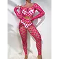 "O" HEAVENS "O" HEAVENS DIAMOND NET LONG SLEEVE AND PANT SET O/S PINK