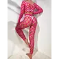 "O" HEAVENS BODYSTOCKING SET NET PINK ONE SIZE