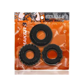 OXBALLS COCK RINGS SET OXBALLS BONEMAKER 3 PACK BLACK