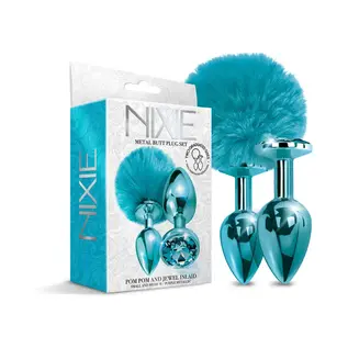 GLOBAL NOVELTIES NIXIE POM POM & JEWEL METAL BUTT PLUG SET