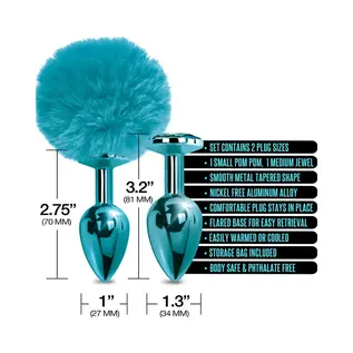 GLOBAL NOVELTIES NIXIE POM POM & JEWEL METAL BUTT PLUG SET