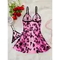 "O" HEAVENS "O" HEAVENS BABYDOLL & THONG FLORAL MESH PINK