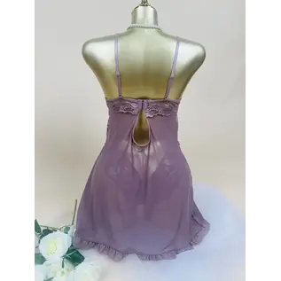 "OH" BABYDOLL & THONG SULTRY LACE PURPLE