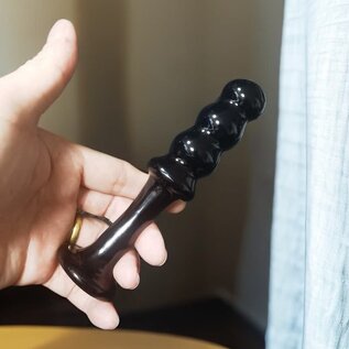 "O" HEAVENS ANAL PLUG GLASS BLACK