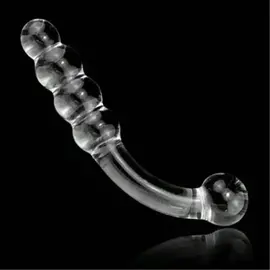 "OH" GLASS WAND DOUBLE ENDED RIBBED G- SPOT