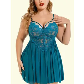 "O" HEAVENS NIGHTIE DEEP V CUT WUTH THONG BLUE