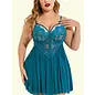 "O" HEAVENS NIGHTIE DEEP V CUT WUTH THONG BLUE