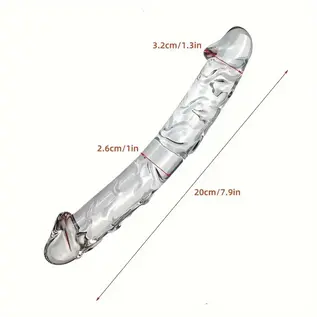 "O" HEAVENS "OH" GLASS DILDO DOUBLE ENDED 8 INCH CLEAR