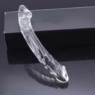 "O" HEAVENS DILDO GLASS DOUBLE ENDED CLEAR 8"