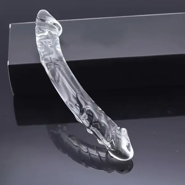 "O" HEAVENS DILDO GLASS DOUBLE ENDED CLEAR 8"