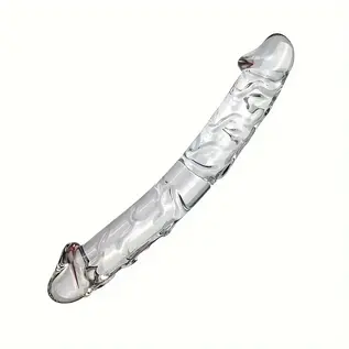"O" HEAVENS "O" HEAVENS GLASS DILDO DOUBLE ENDED 8 INCH CLEAR